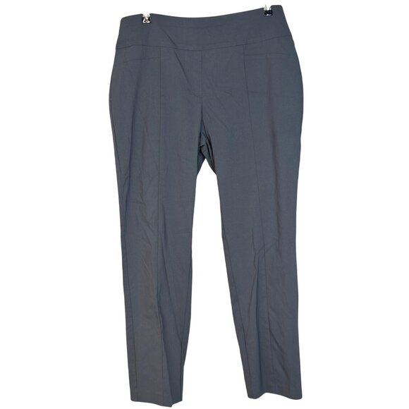cooper & ella Pants - Cooper & Ella Gray Mid Rise Flat Front Straight Ankle Trouser Pants Plus Size 14
